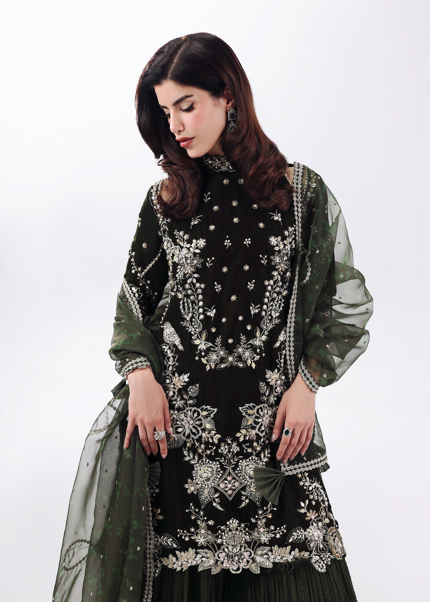 Sardinia | Lamore Luxury Handwork Edit 25 | Black Swan - Wedding Dress - available at Maria Faisal in UK and USA.