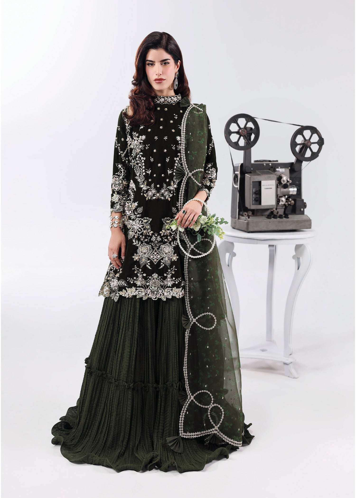 Sardinia | Lamore Luxury Handwork Edit 25 | Black Swan - Wedding Dress - available at Maria Faisal in UK and USA.