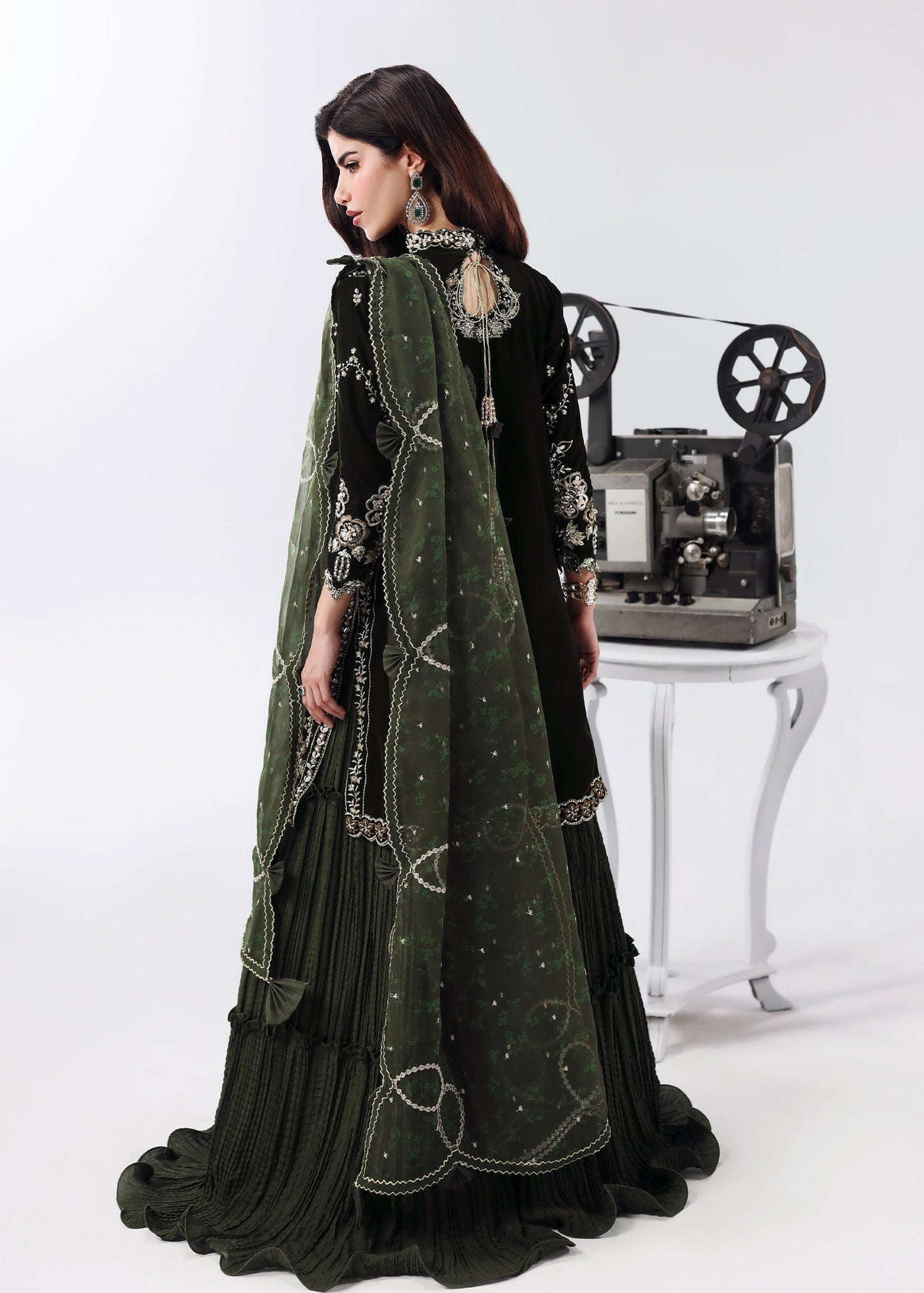 Sardinia | Lamore Luxury Handwork Edit 25 | Black Swan - Wedding Dress - available at Maria Faisal in UK and USA.