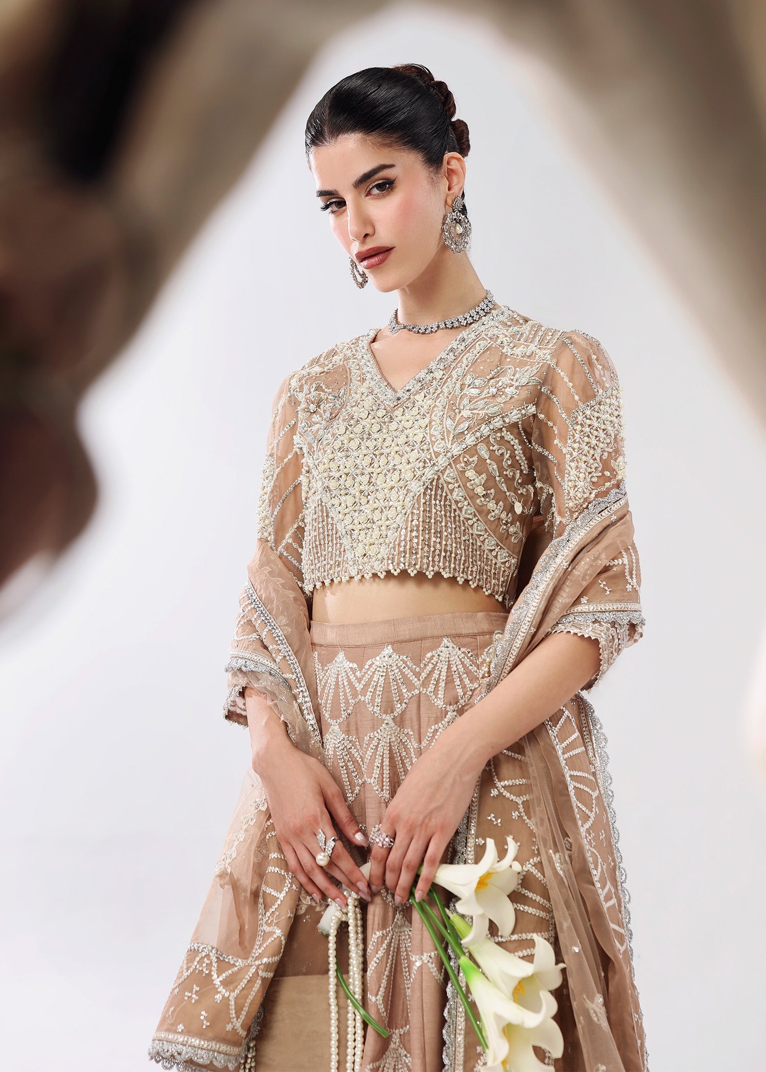 Sardinia | Lamore Luxury Handwork Edit 25 | Silk Whisper - Wedding Dress - available at Maria Faisal in UK and USA.