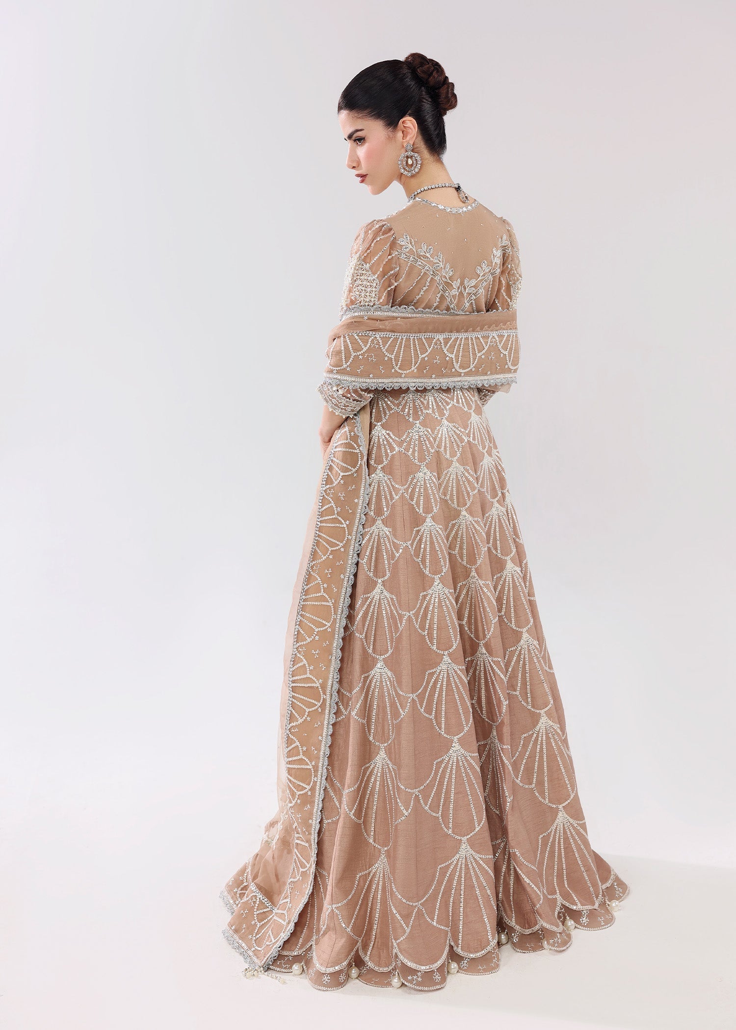 Sardinia | Lamore Luxury Handwork Edit 25 | Silk Whisper - Wedding Dress - available at Maria Faisal in UK and USA.