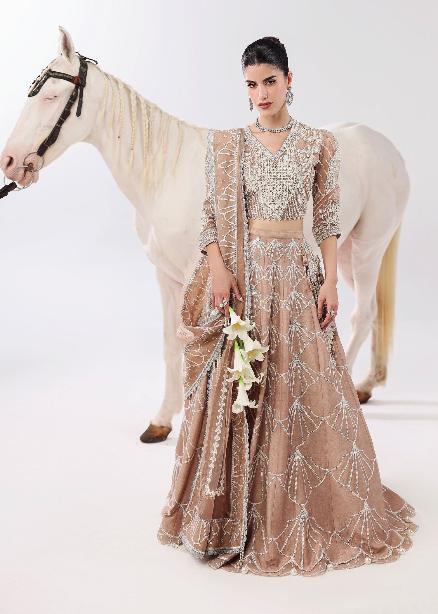 Sardinia | Lamore Luxury Handwork Edit 25 | Silk Whisper - Wedding Dress - available at Maria Faisal in UK and USA.
