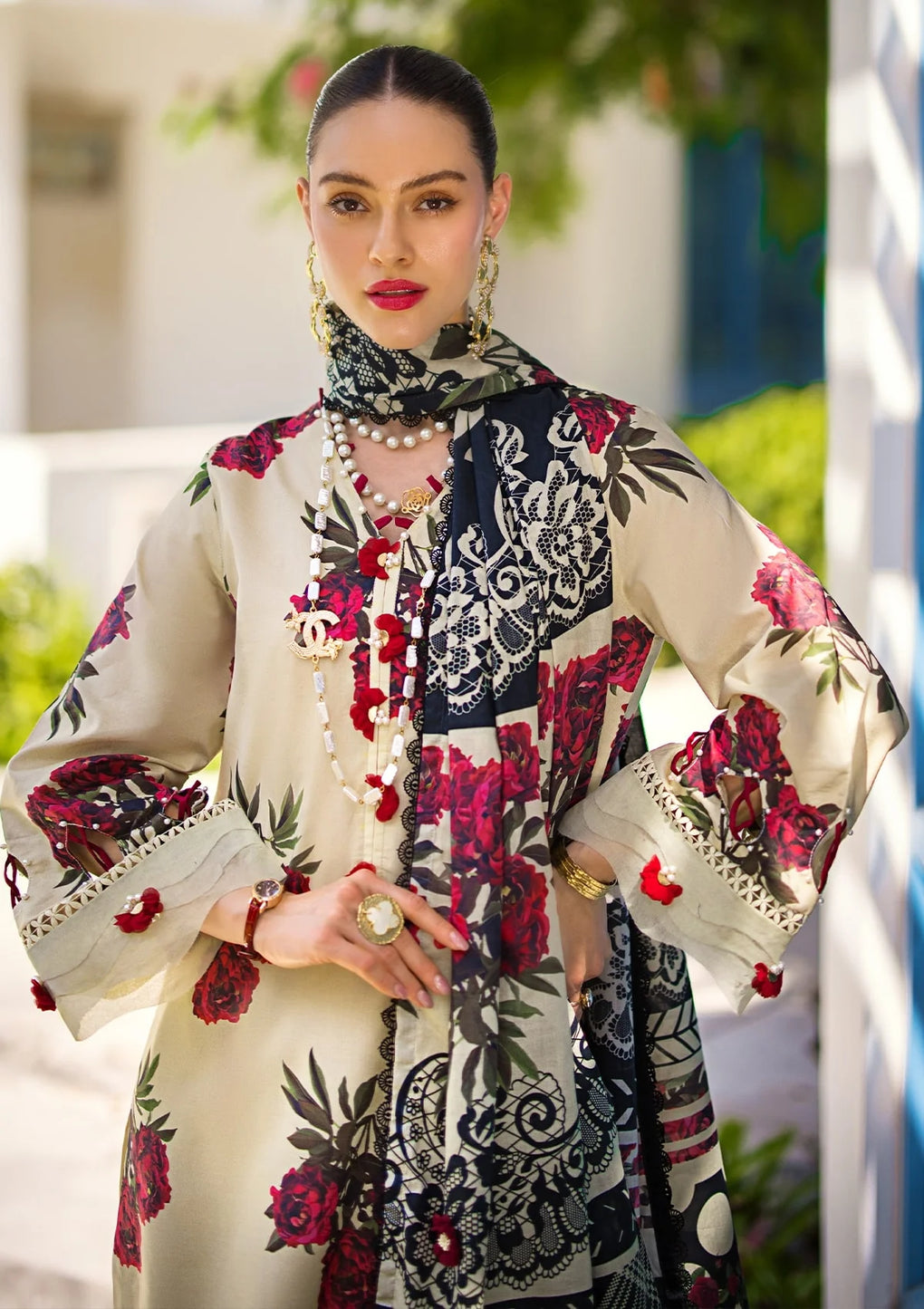 Elaf Premium | Prints Collection 2024 | EOP-03A SWAN - Ladies Clothes - Maria Faisal