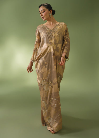 Jeem | Celestial Luxe Formals | ELIA BEIGE KAFTAN - Formal Dress - available at Maria Faisal in UK and USA.