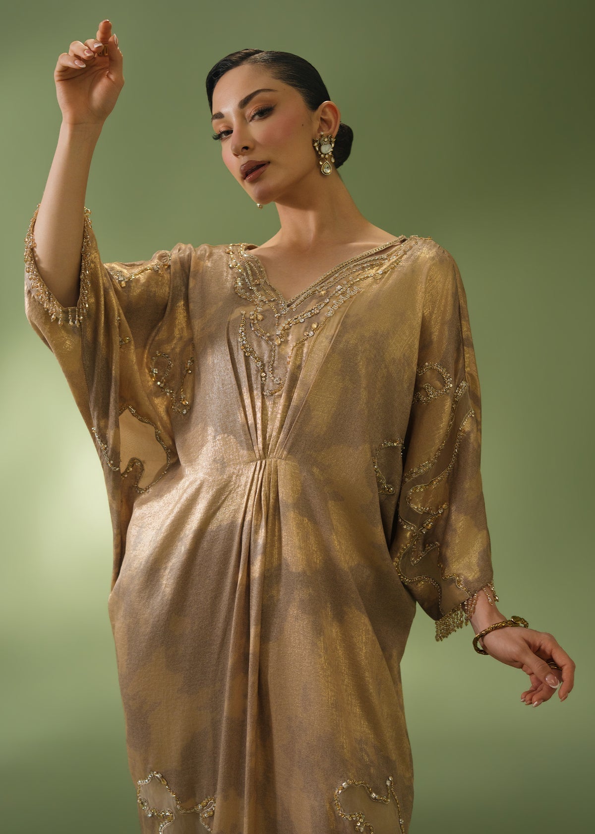 Jeem | Celestial Luxe Formals | ELIA BEIGE KAFTAN - Formal Dress - available at Maria Faisal in UK and USA.