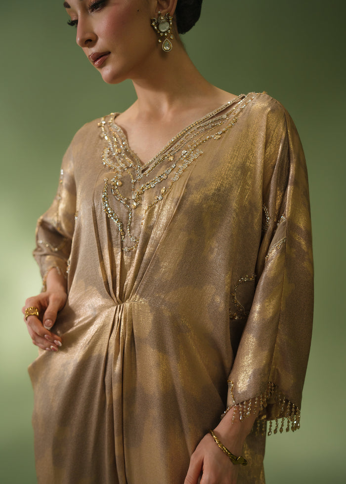 Jeem | Celestial Luxe Formals | ELIA BEIGE KAFTAN - Formal Dress - available at Maria Faisal in UK and USA.
