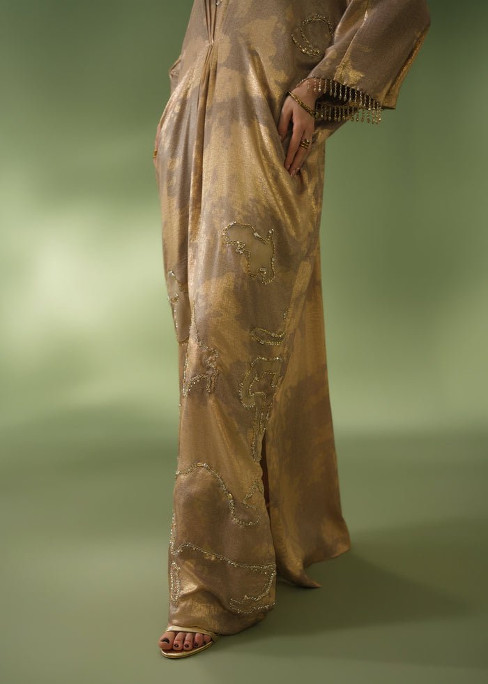 Jeem | Celestial Luxe Formals | ELIA BEIGE KAFTAN - Formal Dress - available at Maria Faisal in UK and USA.