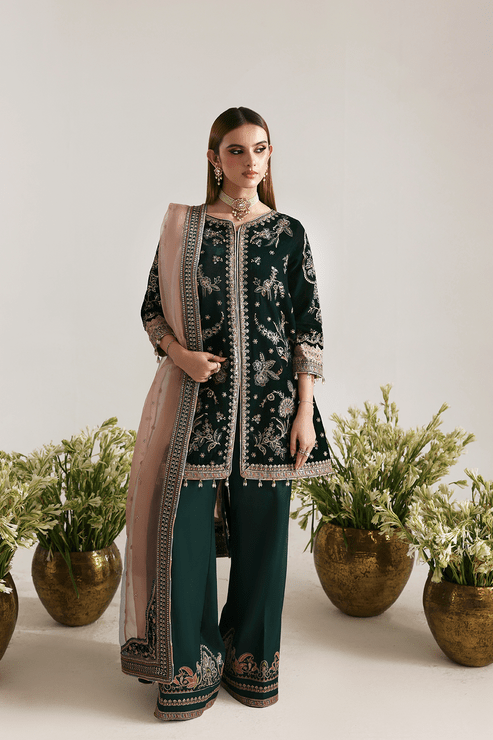 Emaan Adeel | Zarposh Velvet 25 | MEHRUUNISA - Formal Wear - available at Maria Faisal in UK and USA