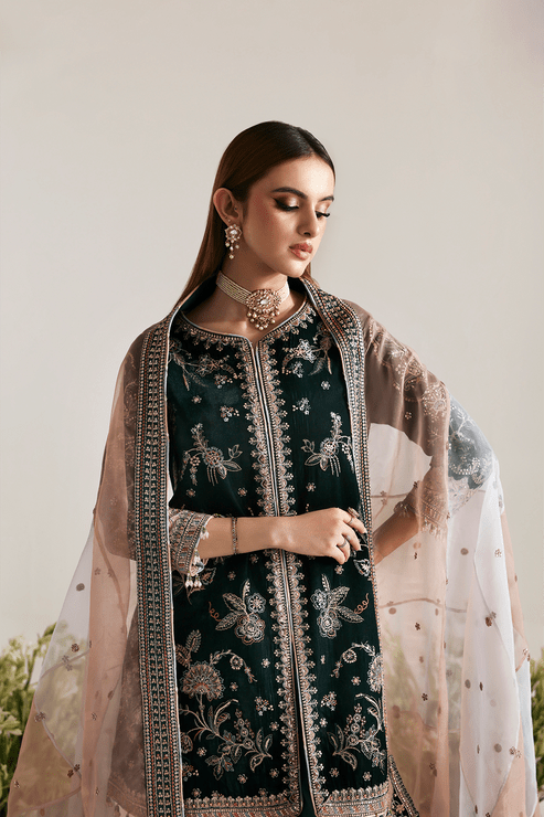 Emaan Adeel | Zarposh Velvet 25 | MEHRUUNISA - Formal Wear - available at Maria Faisal in UK and USA