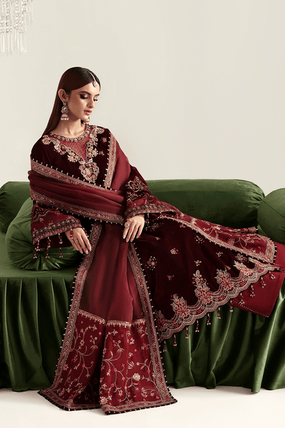 Emaan Adeel | Zarposh Velvet 25 | NADIRA - Formal Wear - available at Maria Faisal in UK and USA