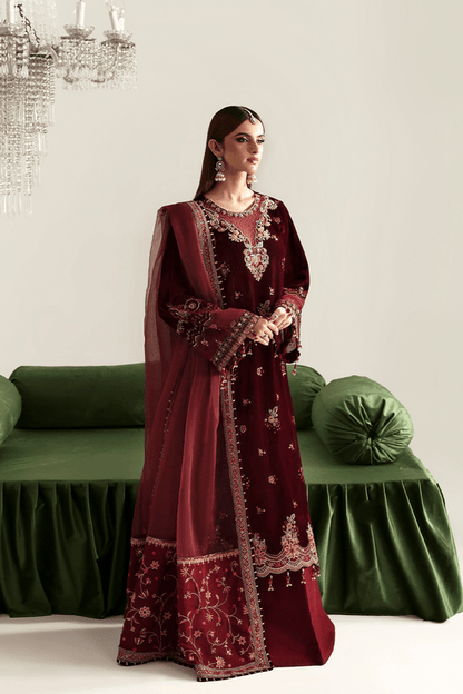 Emaan Adeel | Zarposh Velvet 25 | NADIRA - Formal Wear - available at Maria Faisal in UK and USA