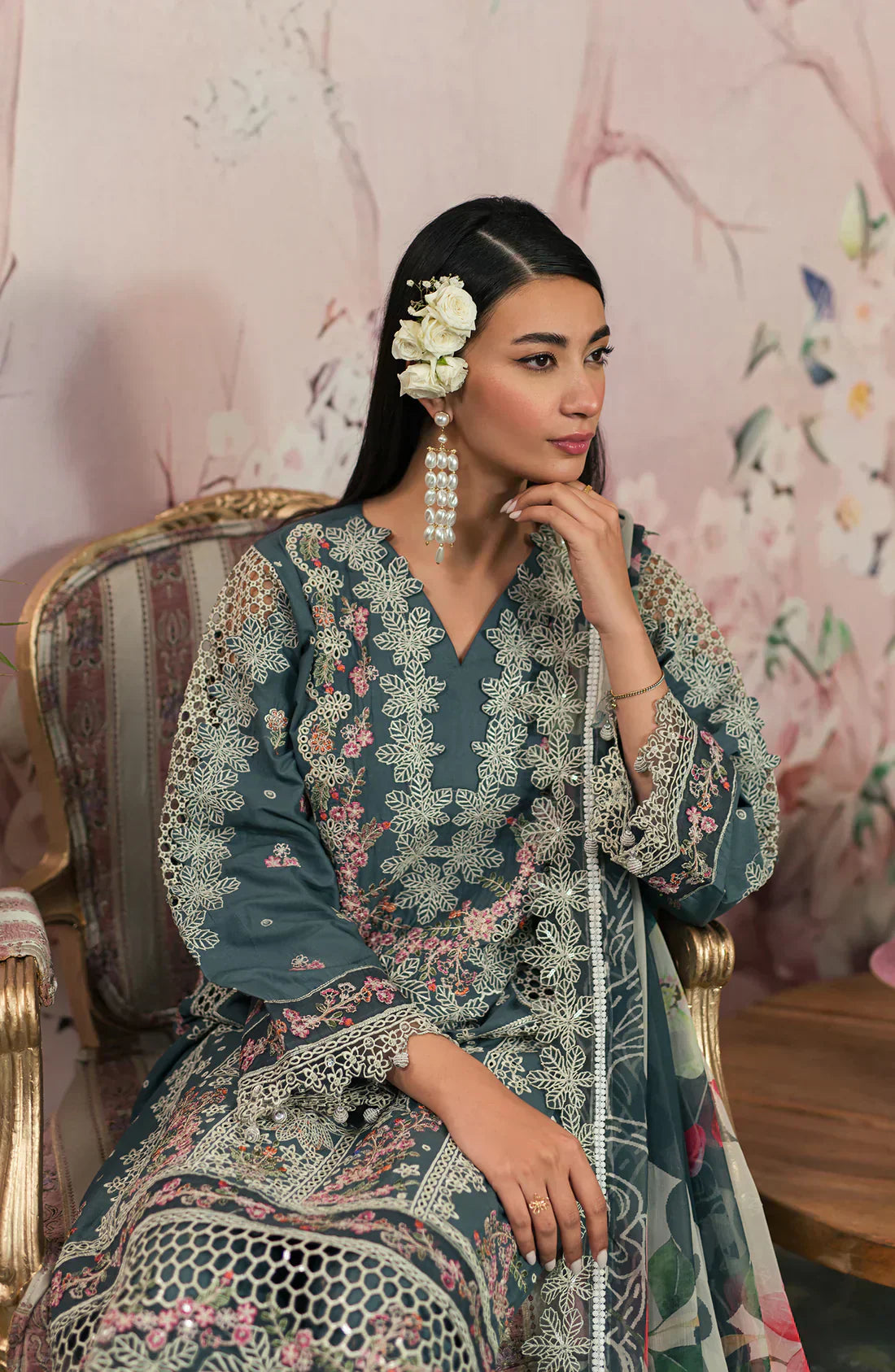 Emaan Adeel | Ayra Luxury Lawn 24 | AR-09 - Ladies Clothes - Maria Faisal