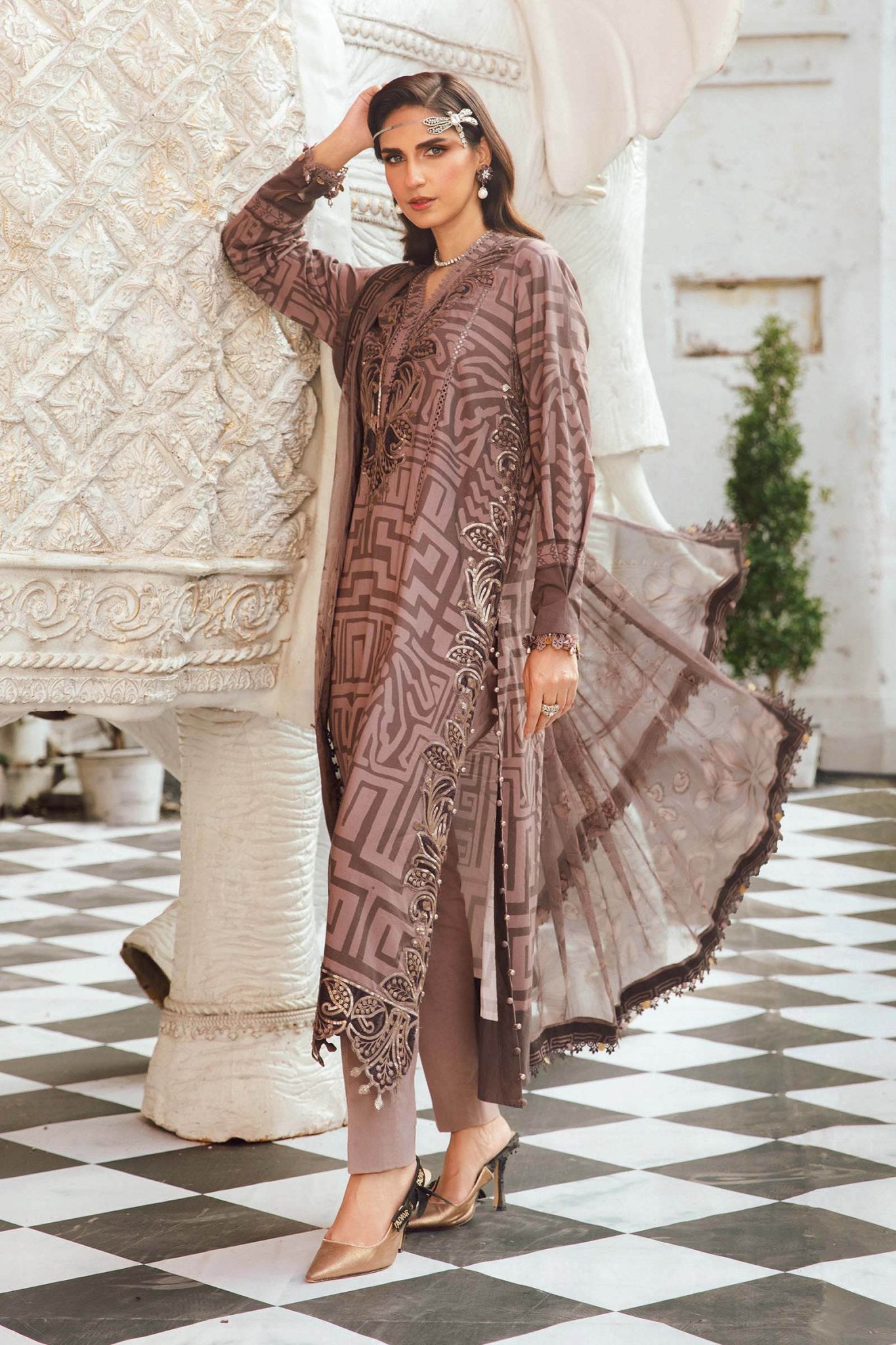 Maria B | M Prints Winter 25 | MPT-2703-B - Casual Dress - available at Maria Faisal in UK and USA.