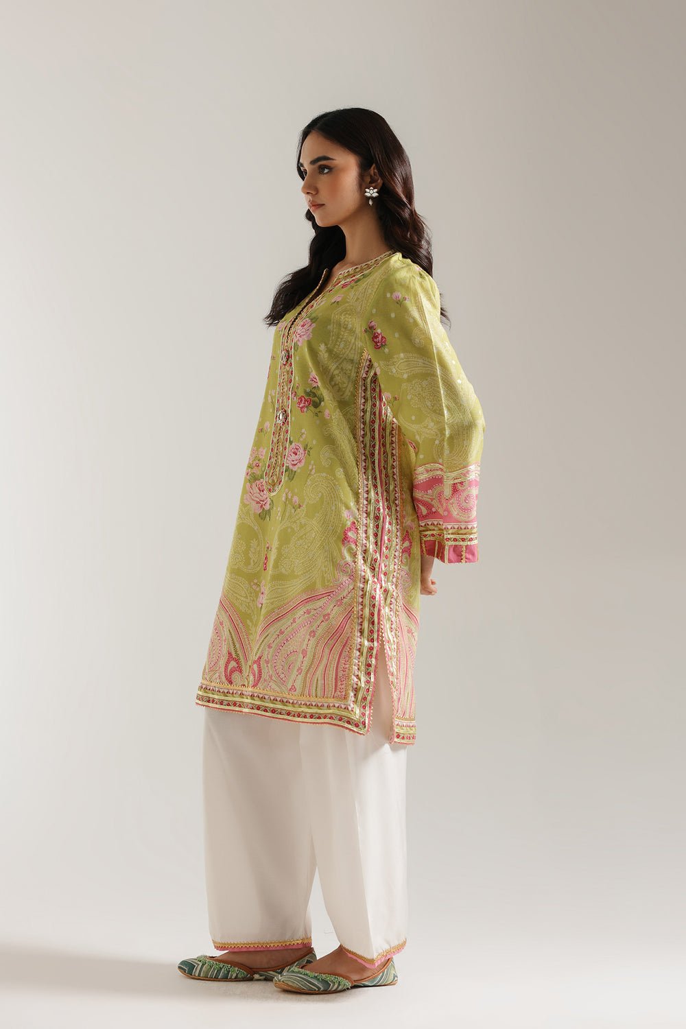 Ethnc | Rozana Collection | Embroidered Suit - is Lime dress from Ethnic - Maria Faisal