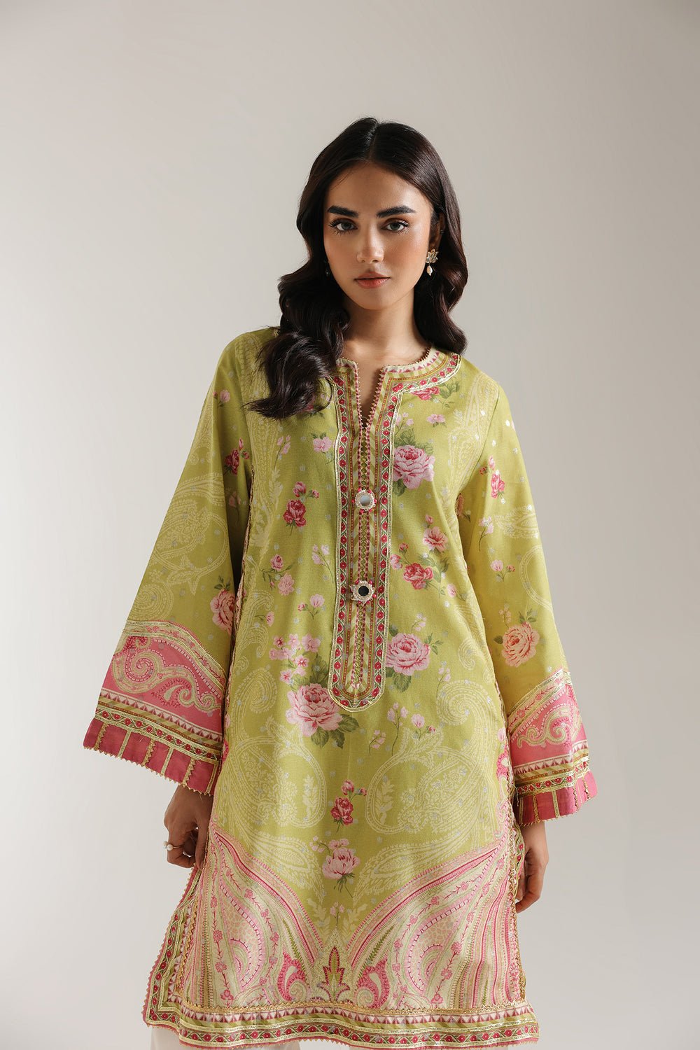 Ethnc | Rozana Collection | Embroidered Suit - is Lime dress from Ethnic - Maria Faisal