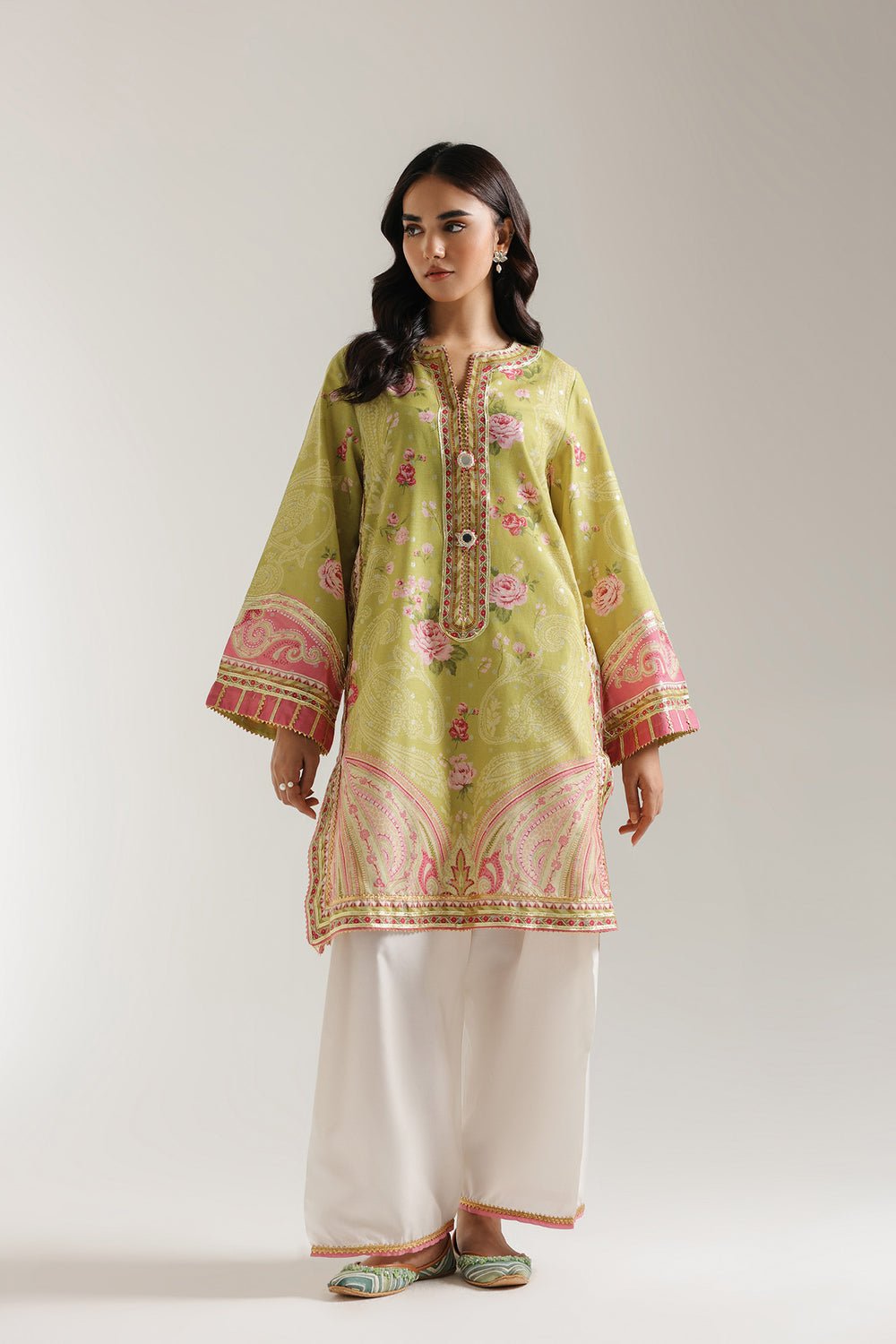Ethnc | Rozana Collection | Embroidered Suit - is Lime dress from Ethnic - Maria Faisal
