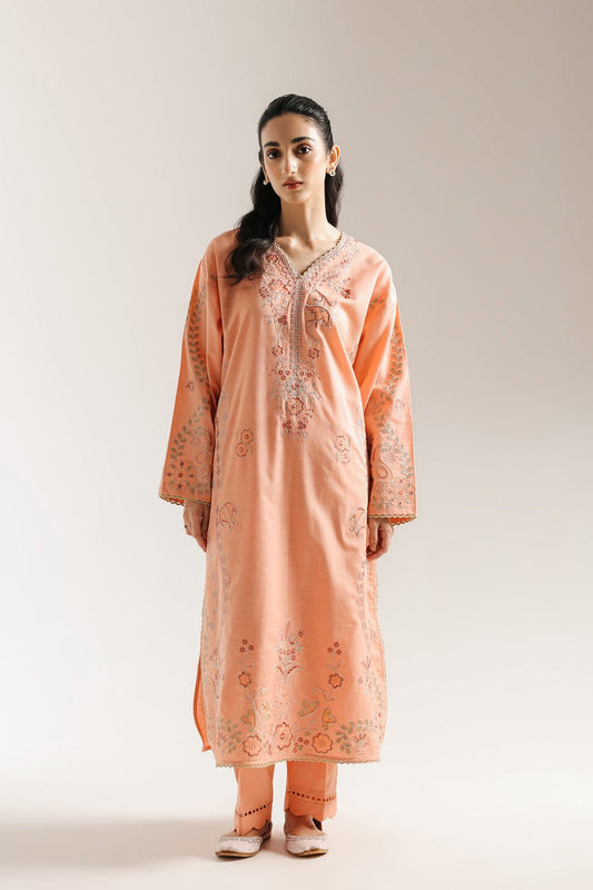 Ethnic | Rozana Collection 25 | Embroidered Dress 06A - is Pale Peach dress from Ethnic - Ladies Clothes - Maria Faisal