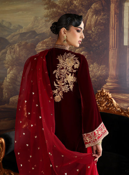 Zainab Chottani | Velura Velvet Edit 25 | Nur Long Shirt - Formal Dress - available at Maria Faisal in UK and USA.
