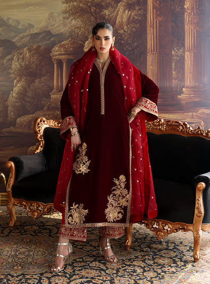 Zainab Chottani | Velura Velvet Edit 25 | Nur Long Shirt - Formal Dress - available at Maria Faisal in UK and USA.