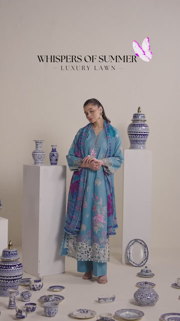 Neeshay | Whispers of Summer Luxury Lawn | SKYLA - Luxury Dress - available at Maria Faisal in UK and USA.