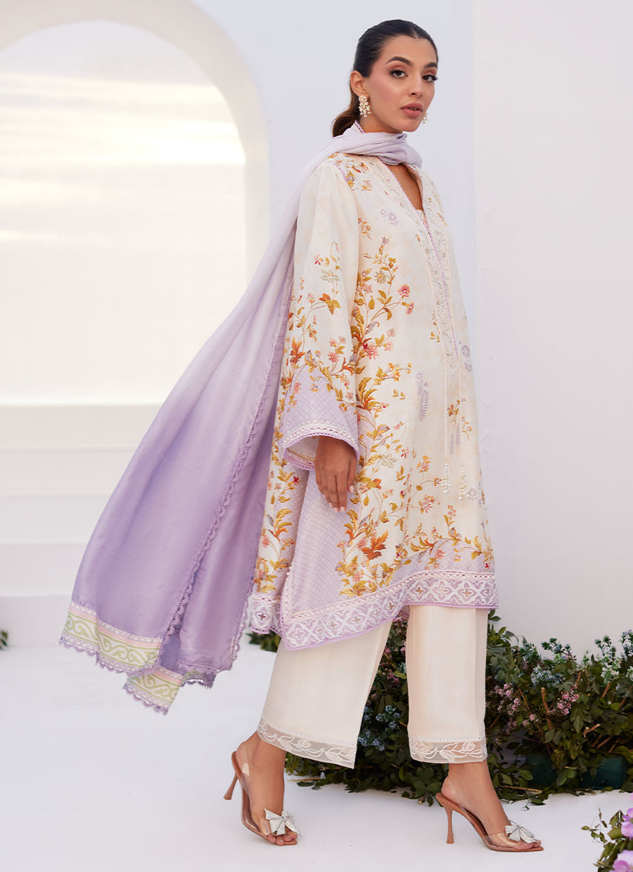 Farah Talib Aziz | Zaza Prints 24 | AMETHYST TRELLIS SHIRT AND DUPATTA - Ladies Clothes - Maria Faisal
