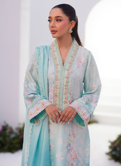 Farah Talib Aziz | Zaza Prints 24 | CYAN OMBRE SHIRT AND DUPATTA - Ladies Clothes - Maria Faisal