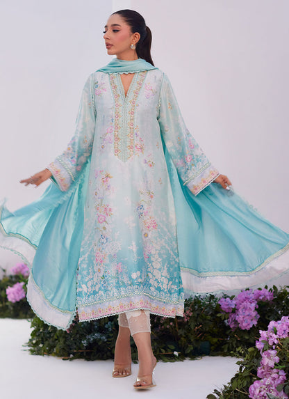 Farah Talib Aziz | Zaza Prints 24 | CYAN OMBRE SHIRT AND DUPATTA - Ladies Clothes - Maria Faisal