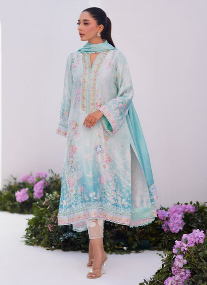 Farah Talib Aziz | Zaza Prints 24 | CYAN OMBRE SHIRT AND DUPATTA - Ladies Clothes - Maria Faisal