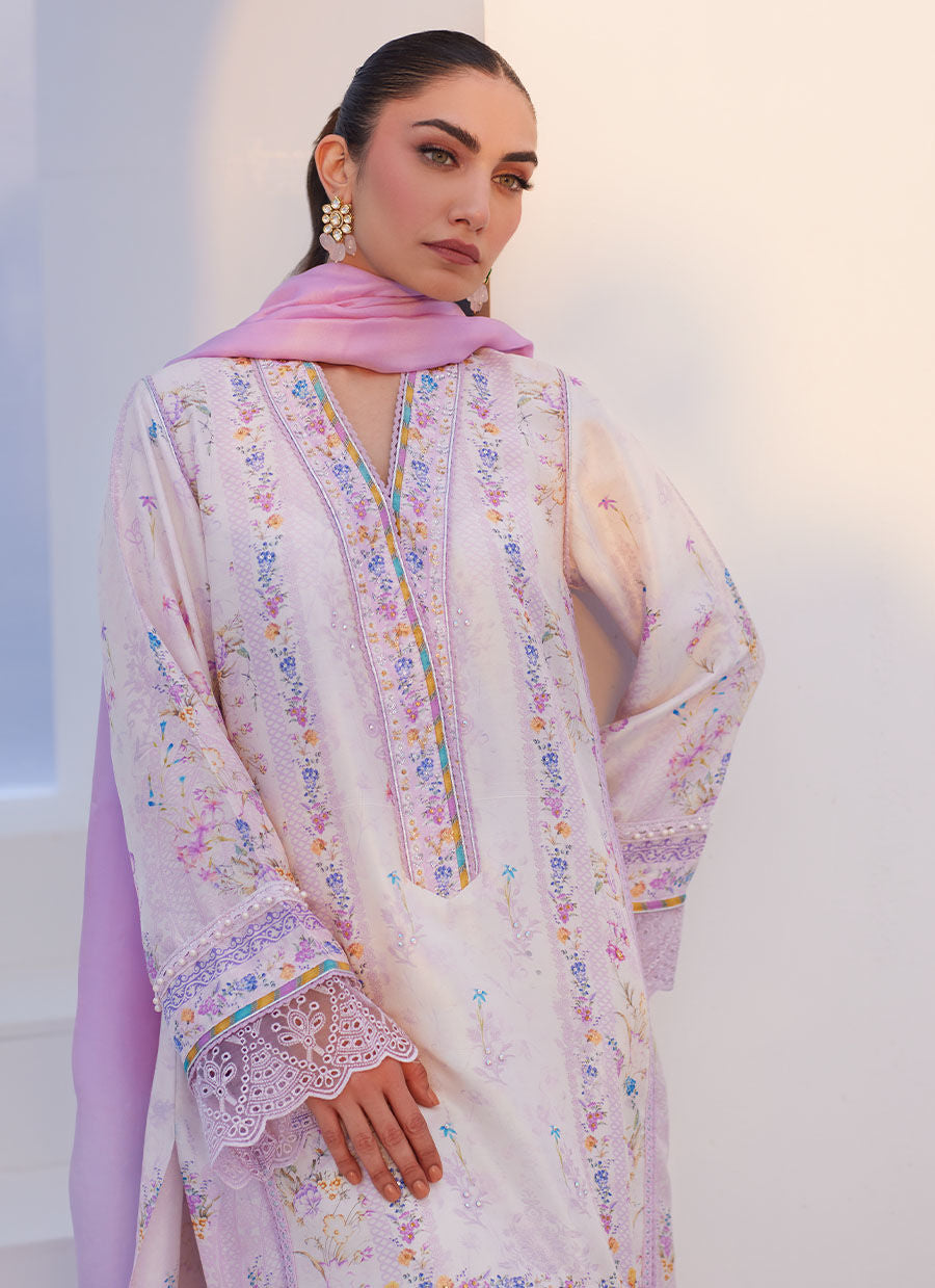 Farah Talib Aziz | Zaza Prints 24 | HEATHER LAVENDER SHIRT AND DUPATTA - Ladies Clothes - Maria Faisal