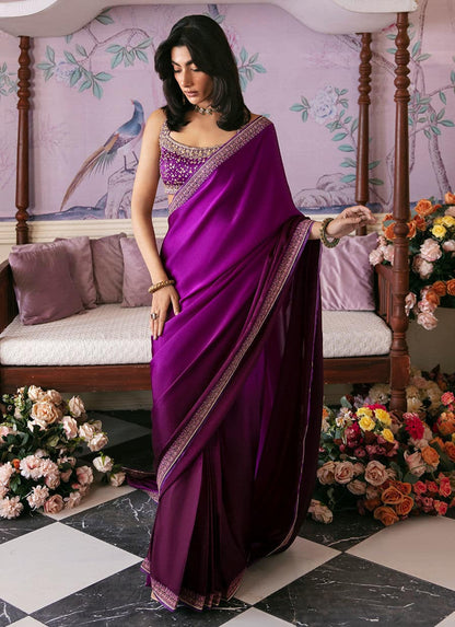 Farah Talib Aziz | Mayna Festive Luxe | AIGUL AUBERGINE SAREE