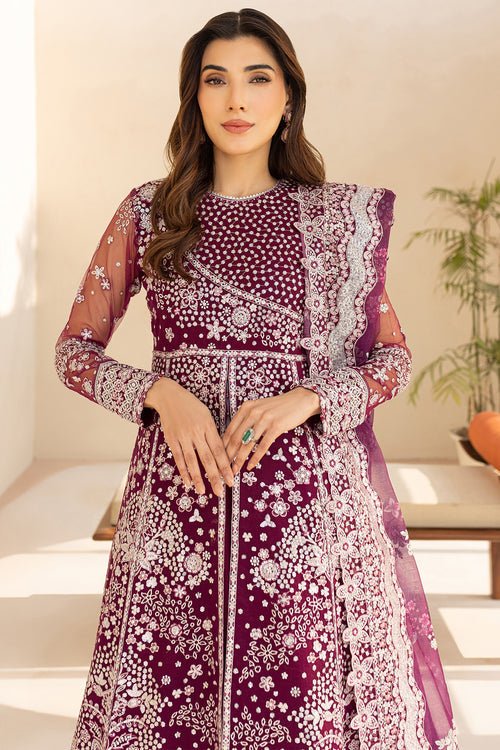 Farasha | Lu Zella Premium Formals 25 | Merlot Dust - is Magenta dress from Farasha - Ladies Clothes - Maria Faisal