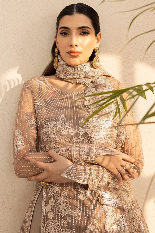 Farasha | Lu Zella Premium Formals 25 | Misty Grace - is Silver Gold dress from Farasha - Ladies Clothes - Maria Faisal