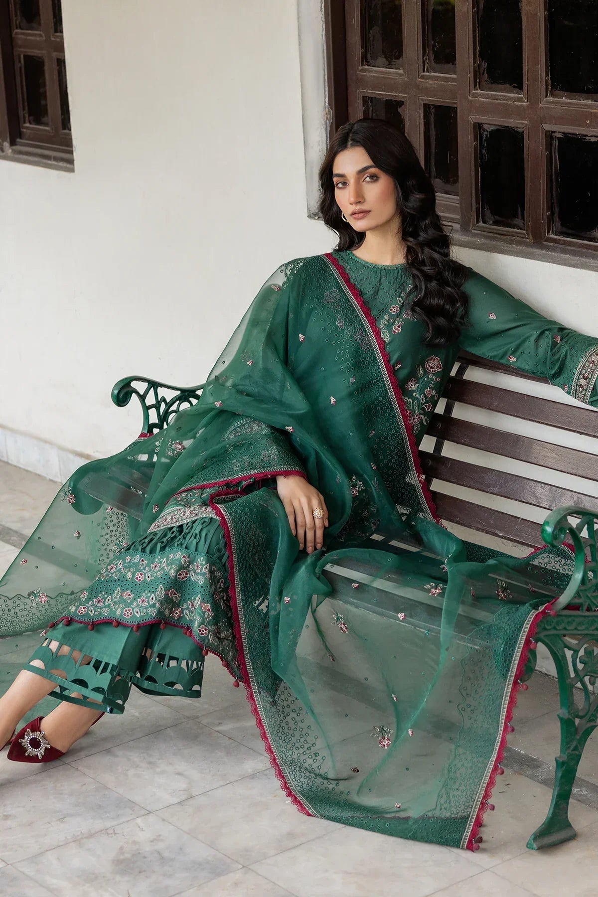 Farasha | Bahaar Embroidered Lawn | Azure Grace - Luxury 