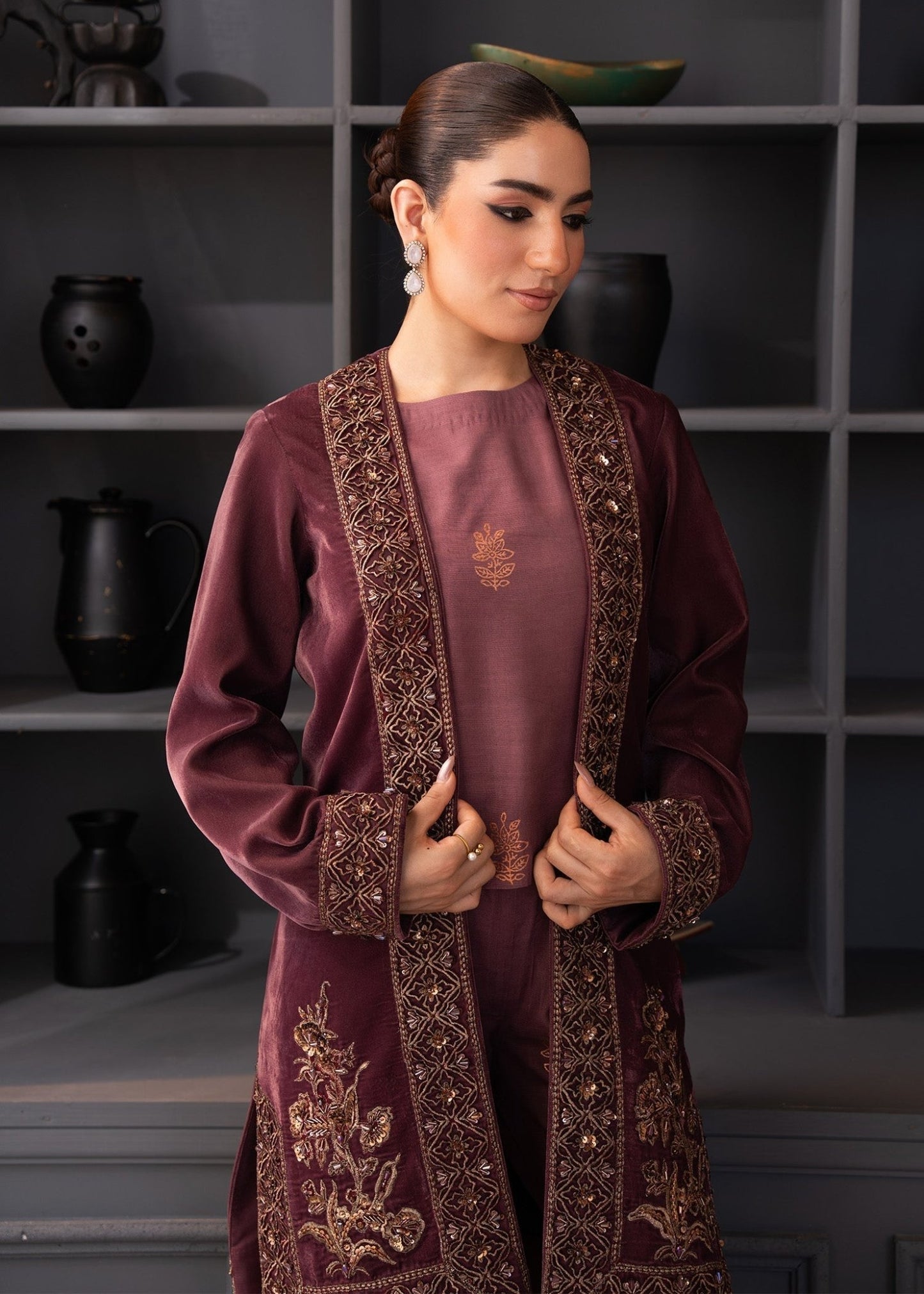Fozia Khalid | The Velvet Rise 25 | OPAL MIST - Formal Dress - available at Maria Faisal in UK and USA.