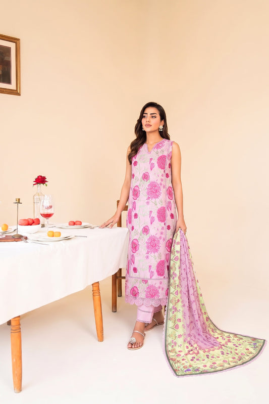 Faiza Faisal | FNF Printed Lawn | FUCHSIA PINK - Casual Dress - available at Maria Faisal in UK and USA.