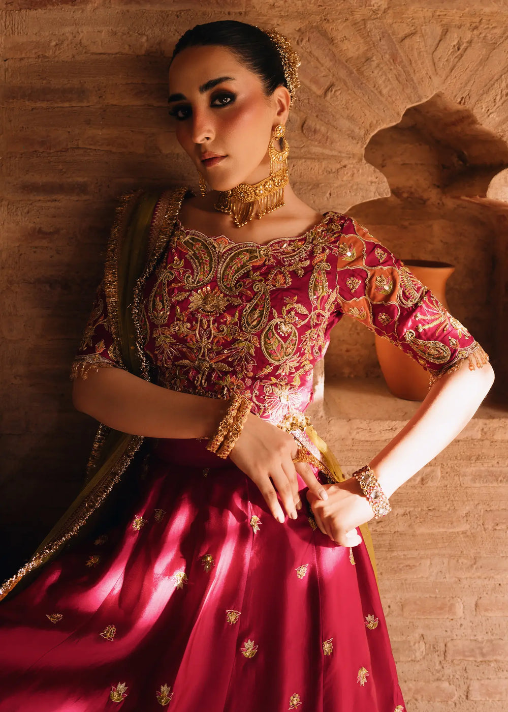 Jeem | Amaltaas Wedding Formals 26 | FUSCHIA ANAYA LEHNGA CHOLI - Wedding Dress - available at Maria Faisal in UK and USA.