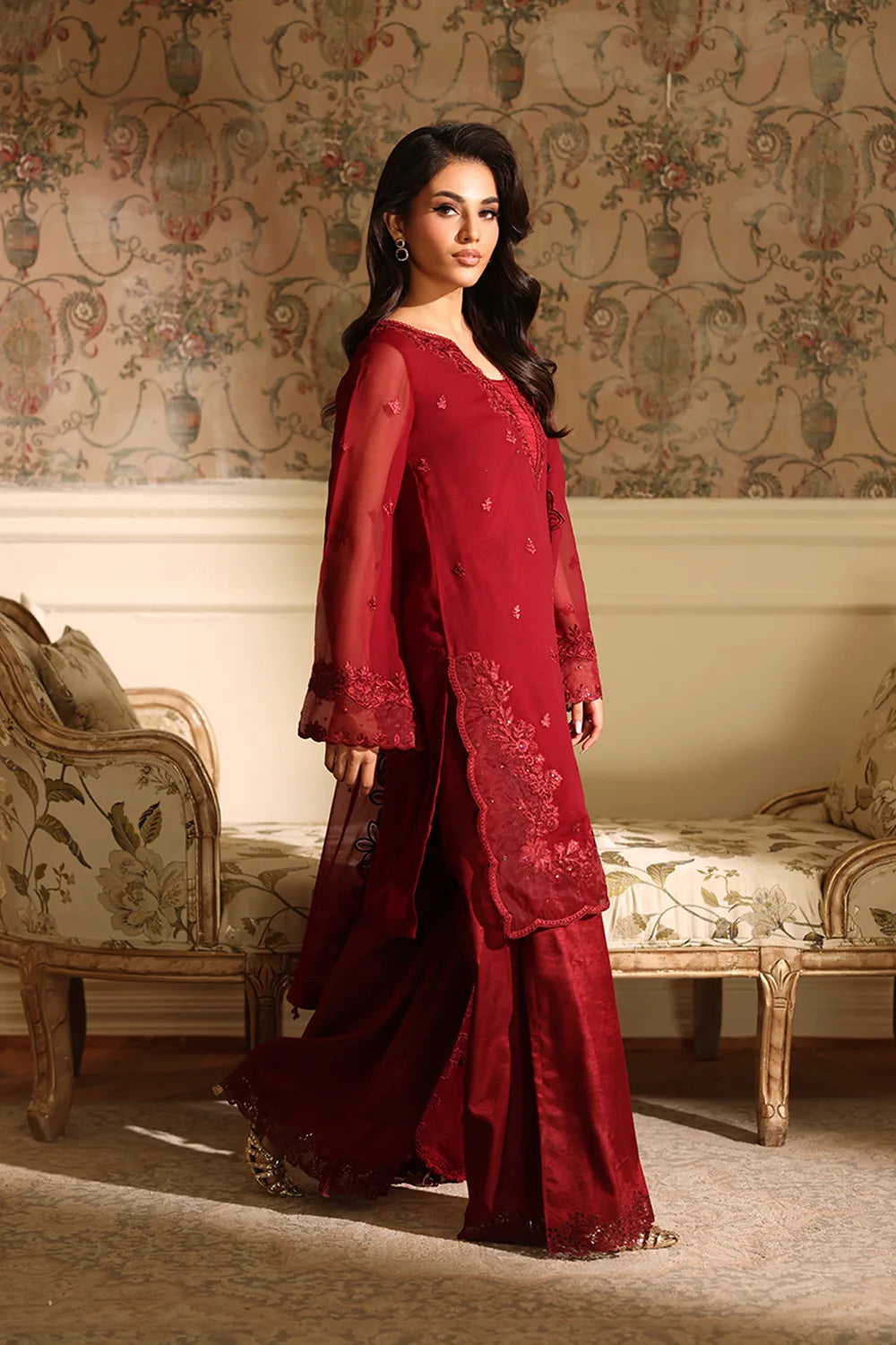 Azure | Ensembles | Cherry Veil - Casual Dress - available at Maria Faisal in UK and USA.