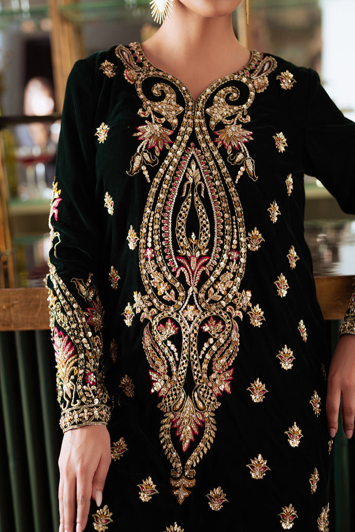Saira Rizwan | Velvet Pret 25 | EMERA-SRVP25-10 - Formal Dress - available at Maria Faisal in UK and USA.