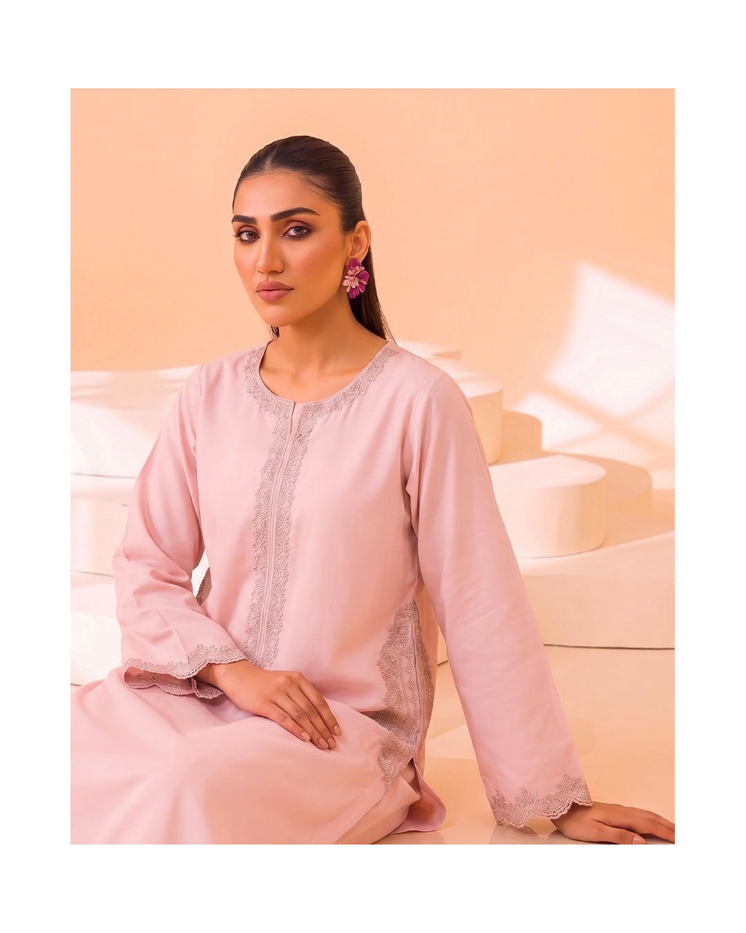 Faiza Faisal | FNF Cords Edit |HARMONY PINK - Casual Dress - available at Maria Faisal in UK and USA.