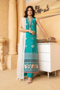 Hemstitch | Summer Luxury Lawn 24 | Turquoise - Ladies Clothes - Maria Faisal