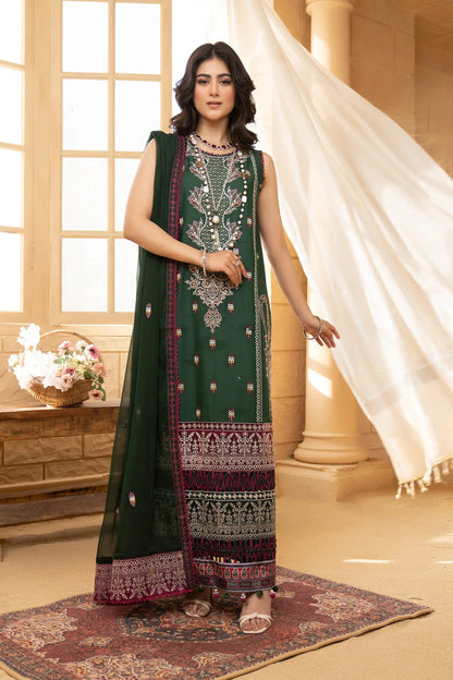 Hemstitch | Summer Luxury Lawn 24 | Bottle Green - Ladies Clothes - Maria Faisal