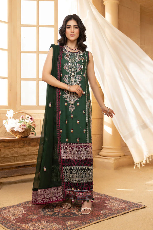 Hemstitch | Summer Luxury Lawn 24 | Bottle Green - Ladies Clothes - Maria Faisal