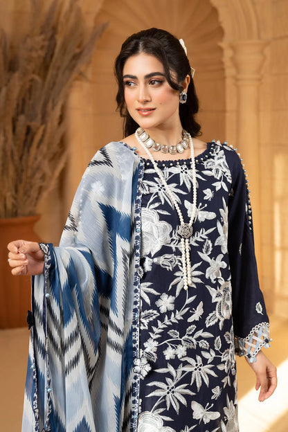 Hemstitch | Summer Luxury Lawn 24 | Ice Blue - Ladies Clothes - Maria Faisal