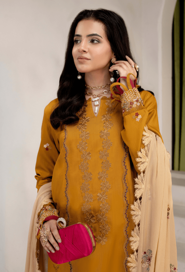 Humdum | Ellena 26 | D07 - is Mustard Yellow dress from humdum - Ladies Clothes - Maria Faisal