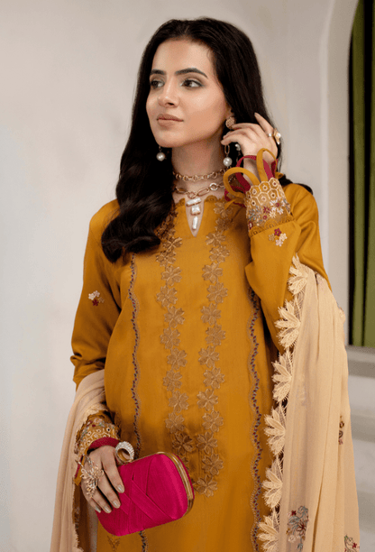 Humdum | Ellena 26 | D07 - is Mustard Yellow dress from humdum - Ladies Clothes - Maria Faisal
