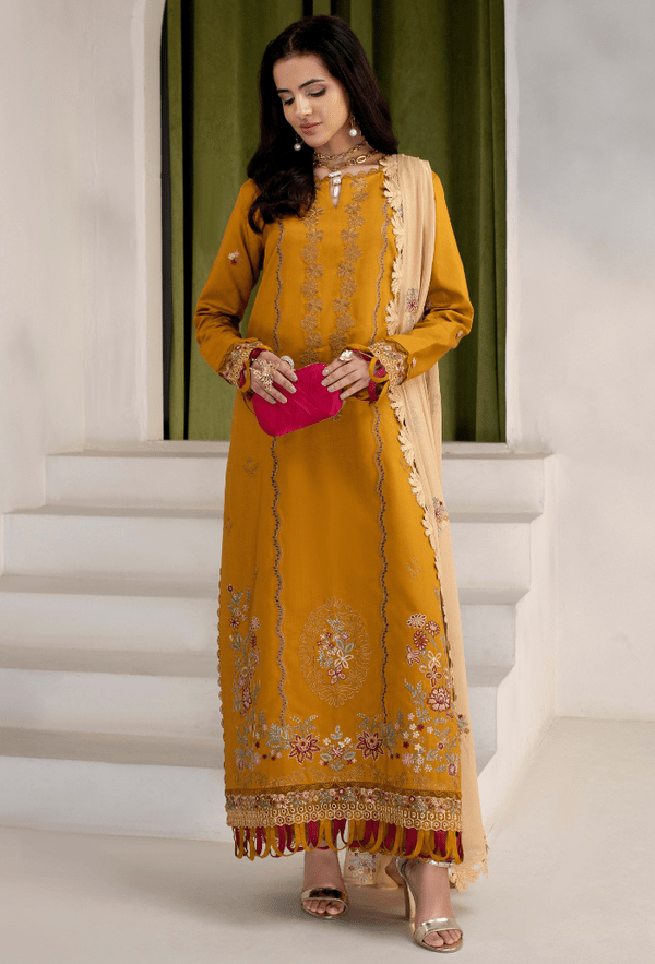 Humdum | Ellena 26 | D07 - is Mustard Yellow dress from humdum - Ladies Clothes - Maria Faisal
