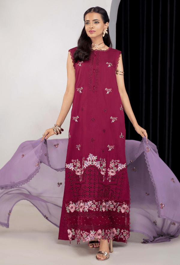 Humdum | Ellena 26 | D10 - is Berry dress from Humdum - Ladies Clothes - Maria Faisal