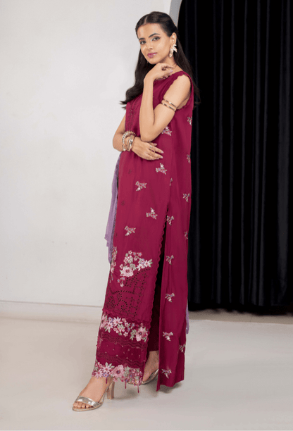 Humdum | Ellena 26 | D10 - is Berry dress from Humdum - Ladies Clothes - Maria Faisal