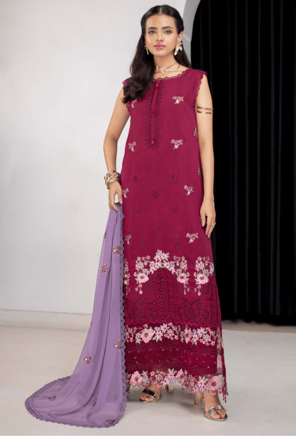 Humdum | Ellena 26 | D10 - is Berry dress from Humdum - Ladies Clothes - Maria Faisal