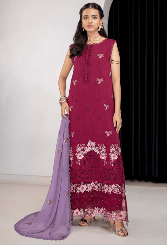 Humdum | Ellena 26 | D10 - is Berry dress from Humdum - Ladies Clothes - Maria Faisal